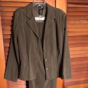 Woman’s pant suit.